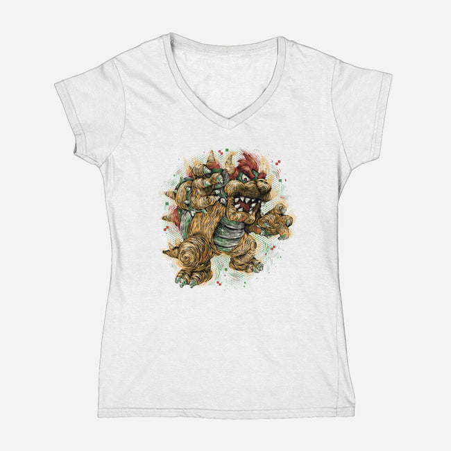 Big Boss Of The Kingdom-Womens-V-Neck-Tee-glitchygorilla
