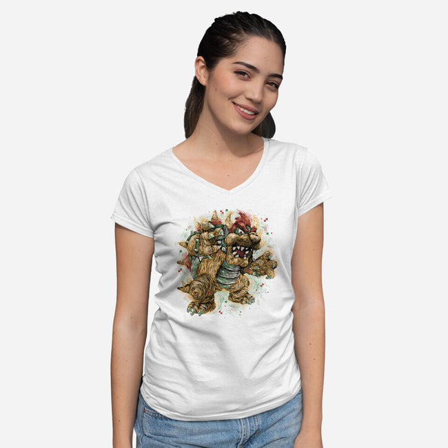 Big Boss Of The Kingdom-Womens-V-Neck-Tee-glitchygorilla