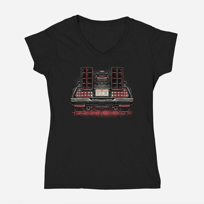 Eighties Time Machine-Womens-V-Neck-Tee-glitchygorilla