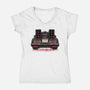 Eighties Time Machine-Womens-V-Neck-Tee-glitchygorilla