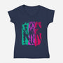 Demon Hunters Brushstrokes-Womens-V-Neck-Tee-DrMonekers