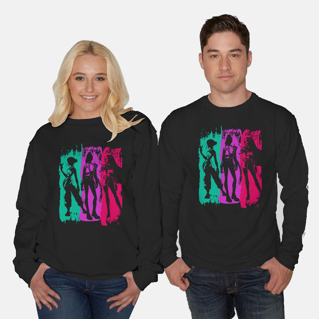 Demon Hunters Brushstrokes-Unisex-Crew Neck-Sweatshirt-DrMonekers