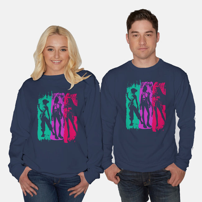 Demon Hunters Brushstrokes-Unisex-Crew Neck-Sweatshirt-DrMonekers
