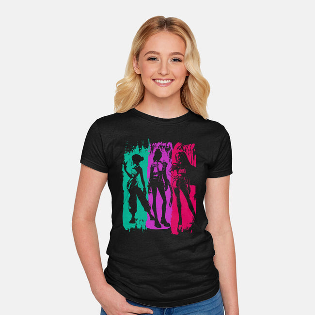 Demon Hunters Brushstrokes-Womens-Fitted-Tee-DrMonekers