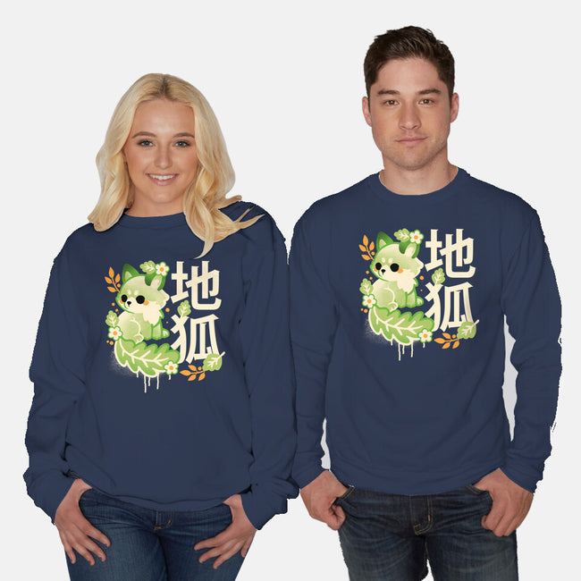 Earth Kitsune-Unisex-Crew Neck-Sweatshirt-NemiMakeit