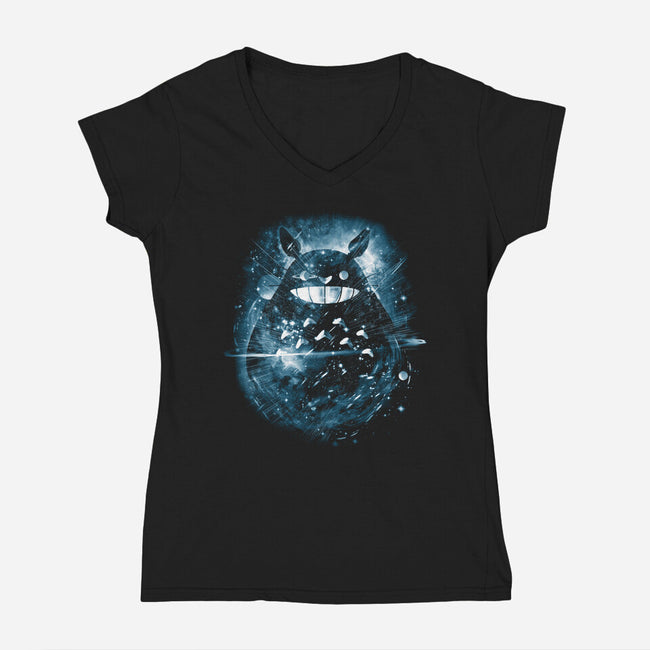 The Big Friend Nebula-Womens-V-Neck-Tee-kharmazero
