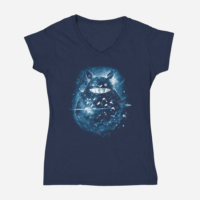 The Big Friend Nebula-Womens-V-Neck-Tee-kharmazero