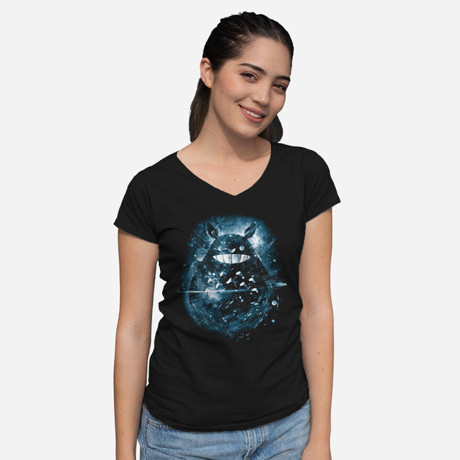 The Big Friend Nebula-Womens-V-Neck-Tee-kharmazero