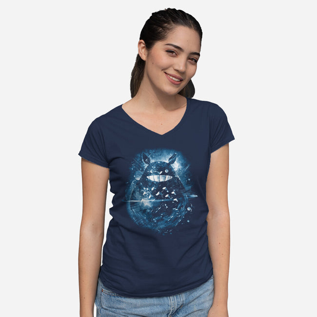 The Big Friend Nebula-Womens-V-Neck-Tee-kharmazero