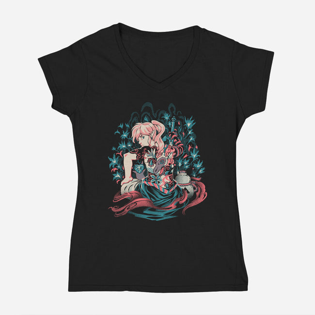 Samurai Of Time-Womens-V-Neck-Tee-Estudio Horta
