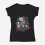 Samurai Of Time-Womens-V-Neck-Tee-Estudio Horta