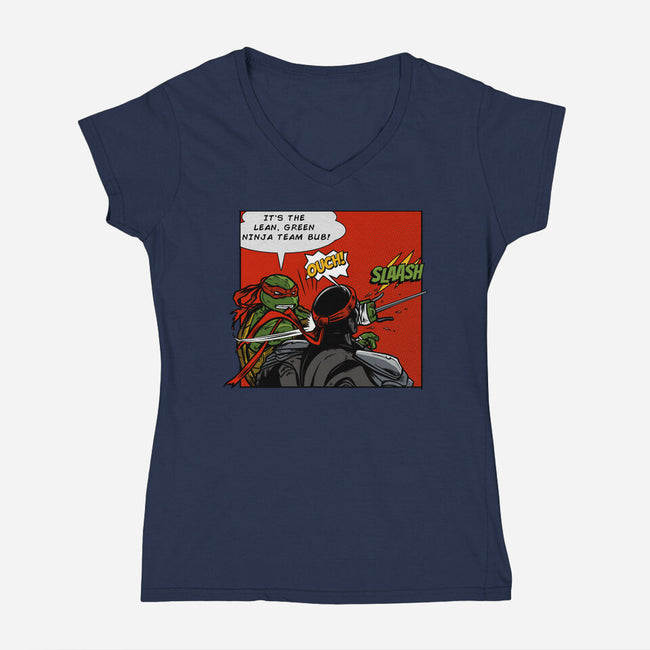 Green Ninja Team Slash-Womens-V-Neck-Tee-AndreusD