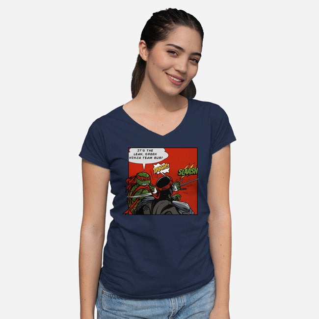 Green Ninja Team Slash-Womens-V-Neck-Tee-AndreusD