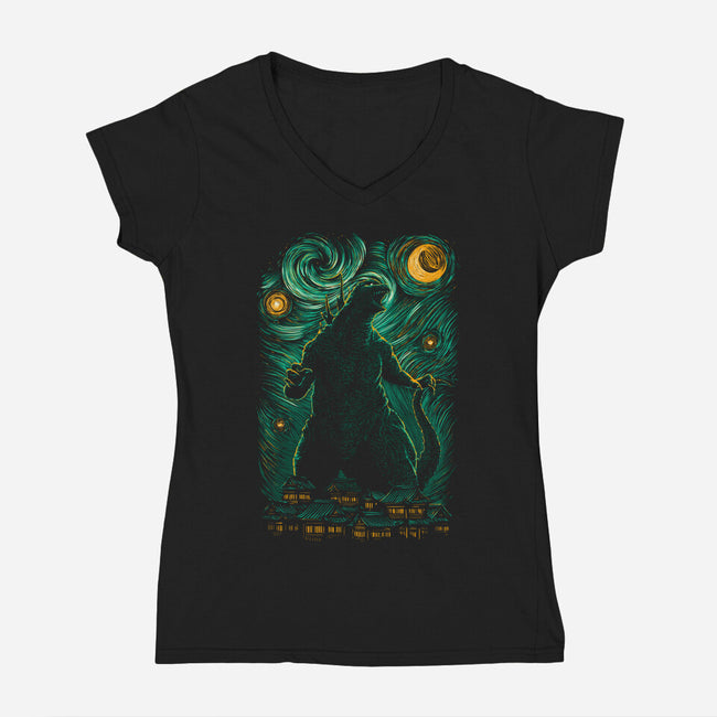 Starry Monster-Womens-V-Neck-Tee-ddjvigo