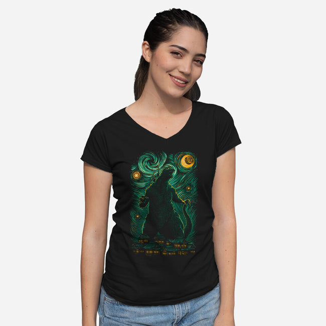 Starry Monster-Womens-V-Neck-Tee-ddjvigo