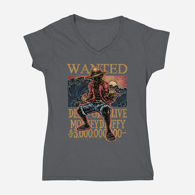 Wanted In The High Seas-Womens-V-Neck-Tee-glitchygorilla