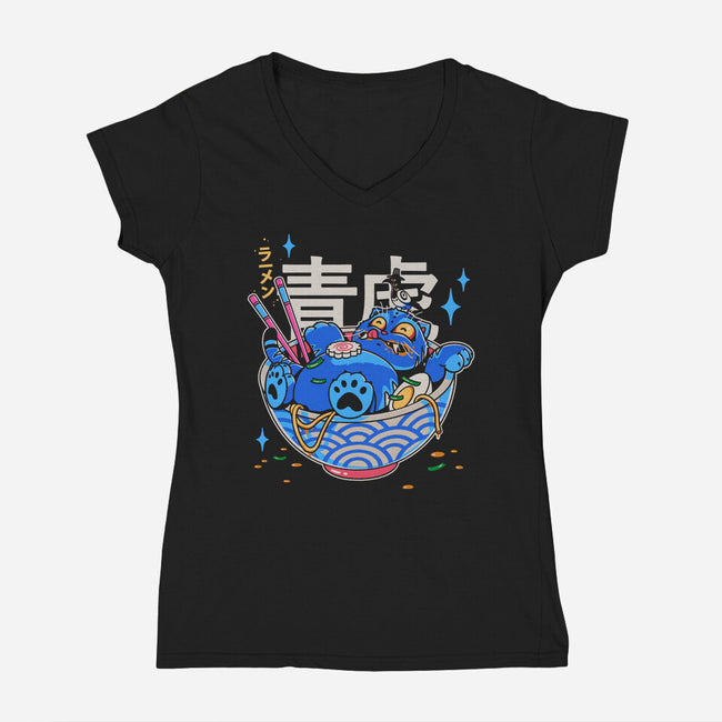 Blue Feast-Womens-V-Neck-Tee-Getsousa!