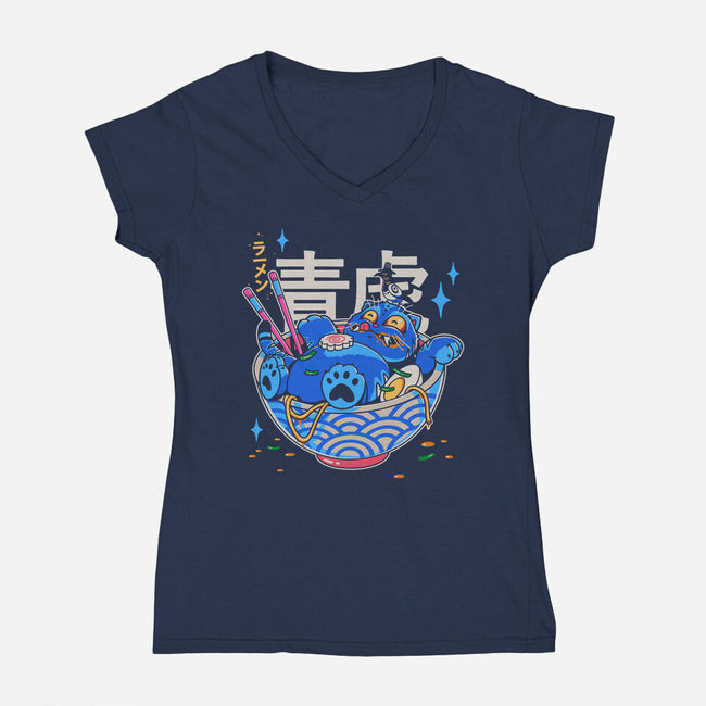 Blue Feast-Womens-V-Neck-Tee-Getsousa!