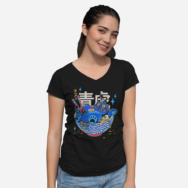 Blue Feast-Womens-V-Neck-Tee-Getsousa!