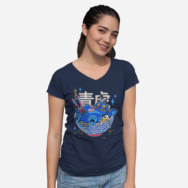 Blue Feast-Womens-V-Neck-Tee-Getsousa!