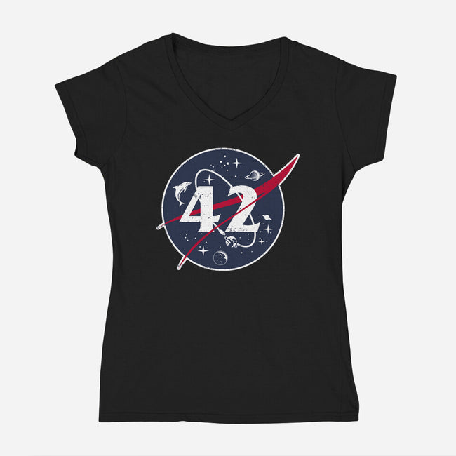 42 Life Universe Everything-Womens-V-Neck-Tee-SuperEdu