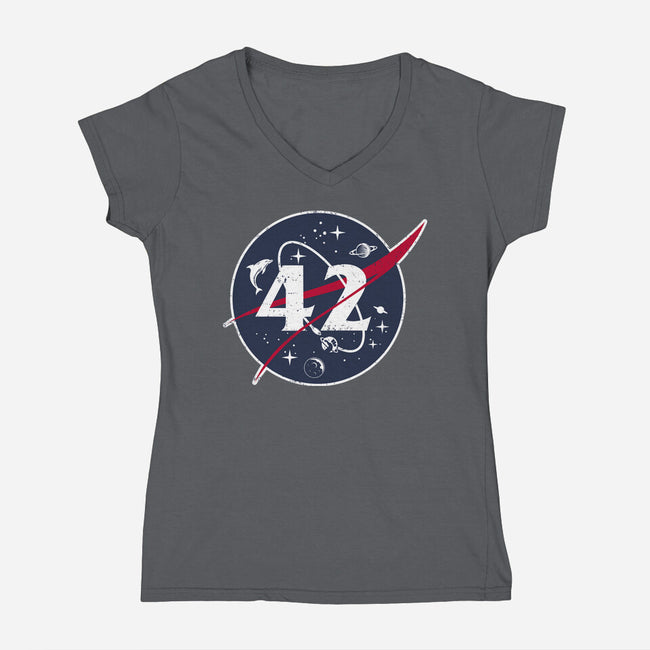 42 Life Universe Everything-Womens-V-Neck-Tee-SuperEdu