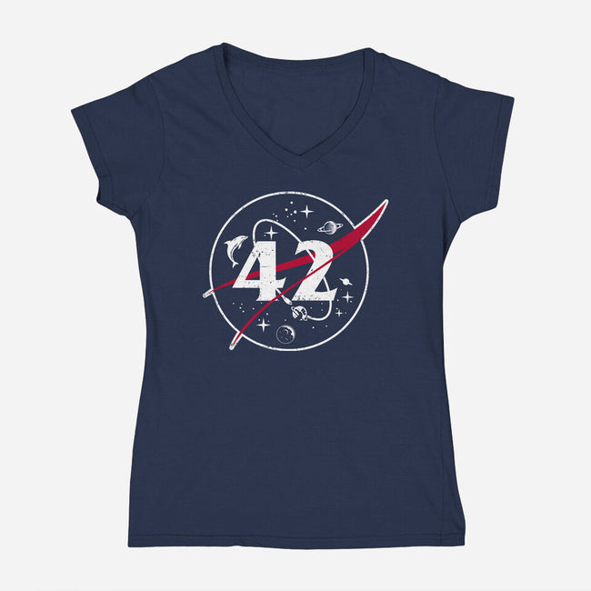 42 Life Universe Everything-Womens-V-Neck-Tee-SuperEdu