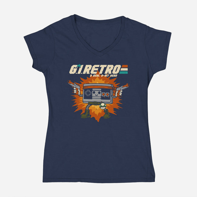 A Real 8-Bit Hero-Womens-V-Neck-Tee-Melonseta
