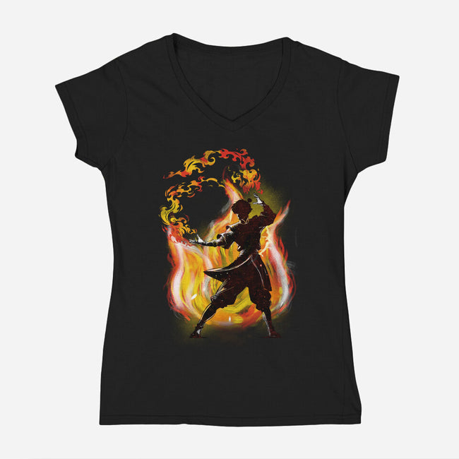 Dancing With Fire-Womens-V-Neck-Tee-kharmazero