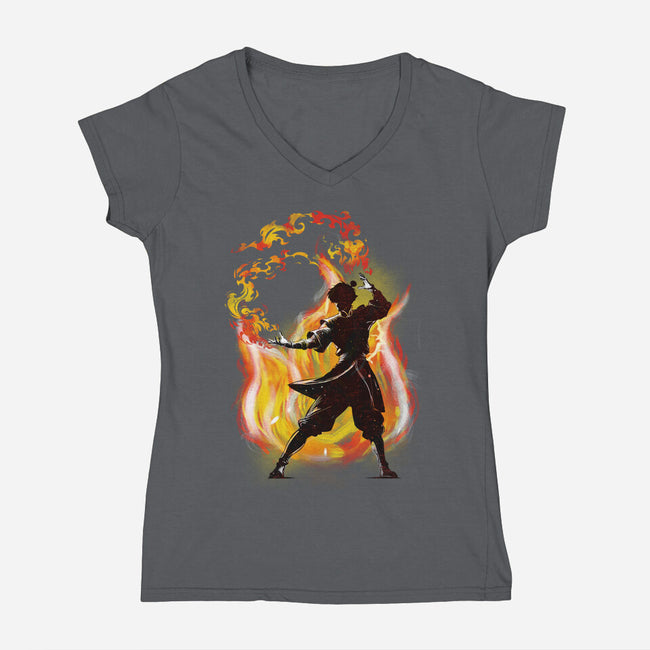 Dancing With Fire-Womens-V-Neck-Tee-kharmazero