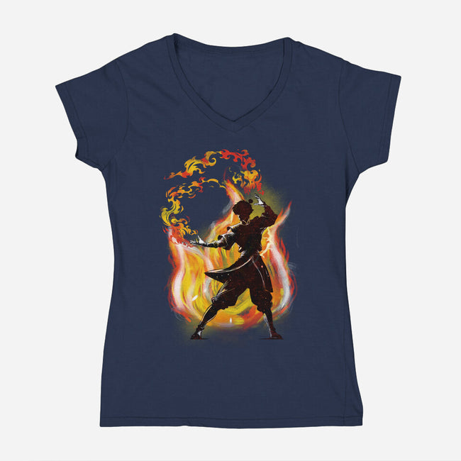 Dancing With Fire-Womens-V-Neck-Tee-kharmazero
