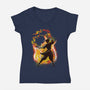 Dancing With Fire-Womens-V-Neck-Tee-kharmazero