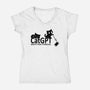 Gravity Push Technician-Womens-V-Neck-Tee-fanfabio