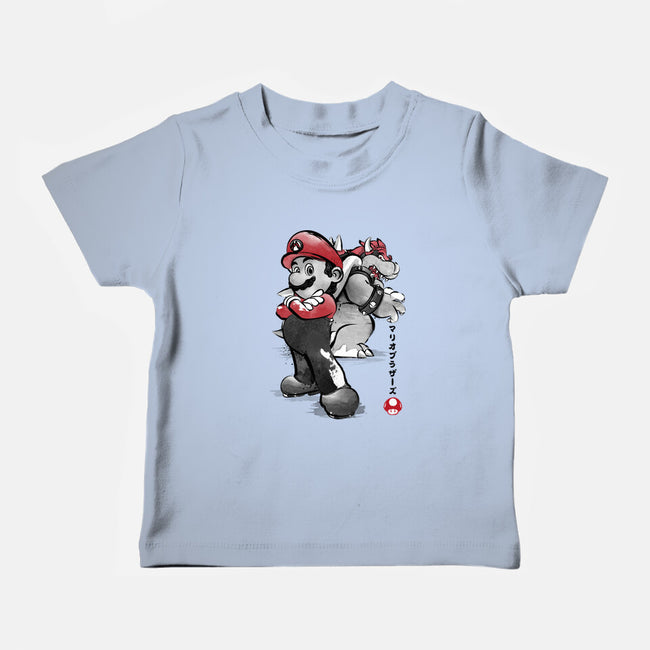 The Plumber Vs King Koopa-Baby-Basic-Tee-DrMonekers