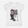 The Plumber Vs King Koopa-Womens-V-Neck-Tee-DrMonekers