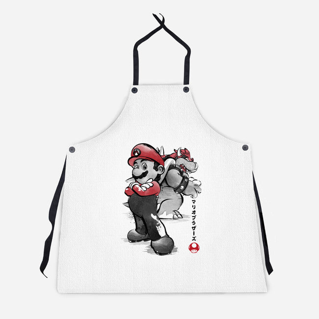 The Plumber Vs King Koopa-Unisex-Kitchen-Apron-DrMonekers