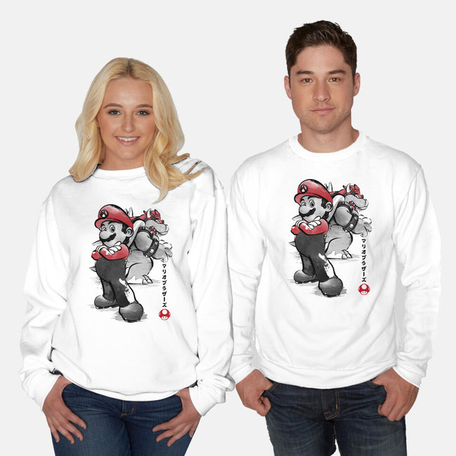 The Plumber Vs King Koopa-Unisex-Crew Neck-Sweatshirt-DrMonekers