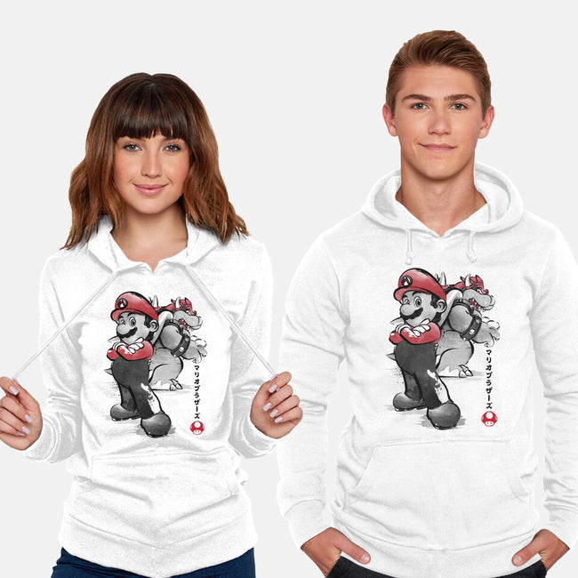 The Plumber Vs King Koopa-Unisex-Pullover-Sweatshirt-DrMonekers