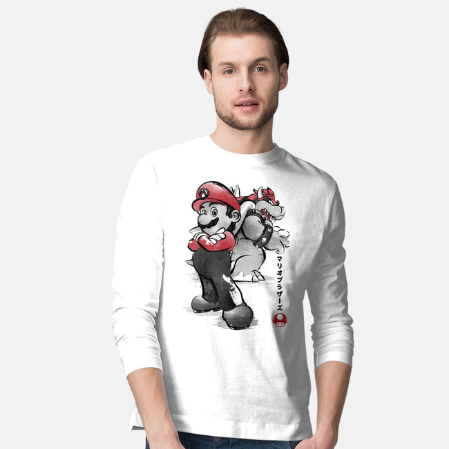 The Plumber Vs King Koopa-Mens-Long Sleeved-Tee-DrMonekers