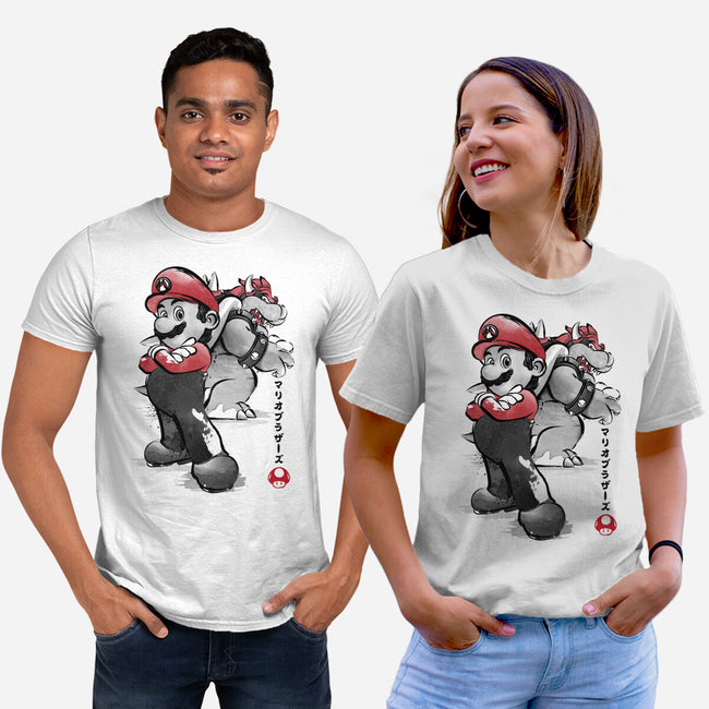 The Plumber Vs King Koopa-Unisex-Basic-Tee-DrMonekers