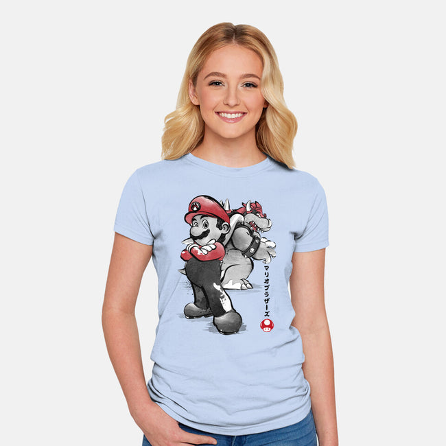 The Plumber Vs King Koopa-Womens-Fitted-Tee-DrMonekers