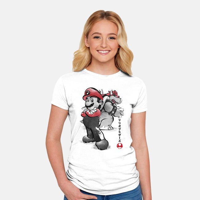 The Plumber Vs King Koopa-Womens-Fitted-Tee-DrMonekers