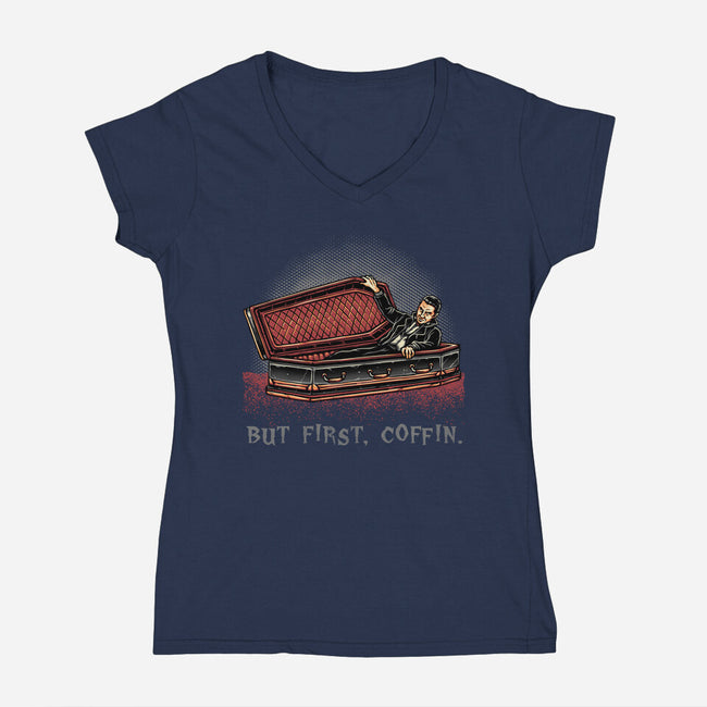 But Fist Coffin-Womens-V-Neck-Tee-glitchygorilla