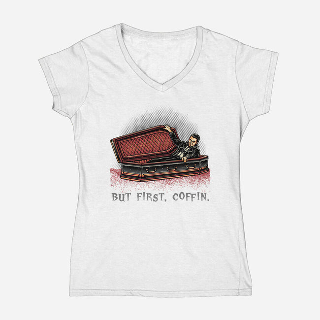 But Fist Coffin-Womens-V-Neck-Tee-glitchygorilla