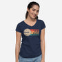 I Love Flat Earth Eclipse-Womens-V-Neck-Tee-koalastudio