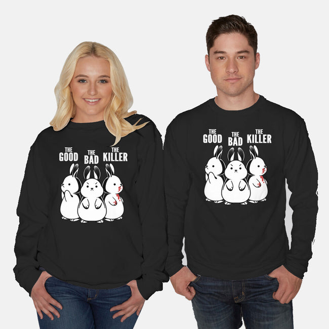 The Good The Bad And The Killer Rabbit-Unisex-Crew Neck-Sweatshirt-tobefonseca