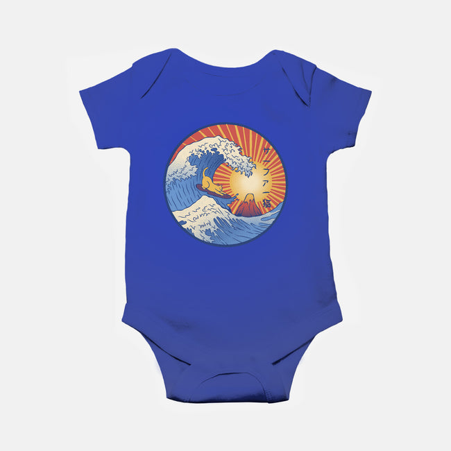 Kanagawa Wave Surfing Cat-Baby-Basic-Onesie-tobefonseca