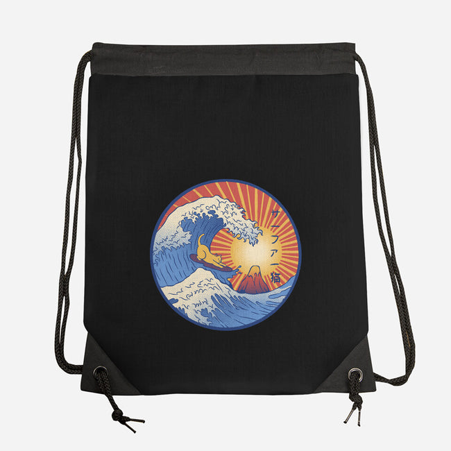 Kanagawa Wave Surfing Cat-None-Drawstring-Bag-tobefonseca