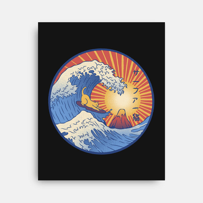 Kanagawa Wave Surfing Cat-None-Stretched-Canvas-tobefonseca