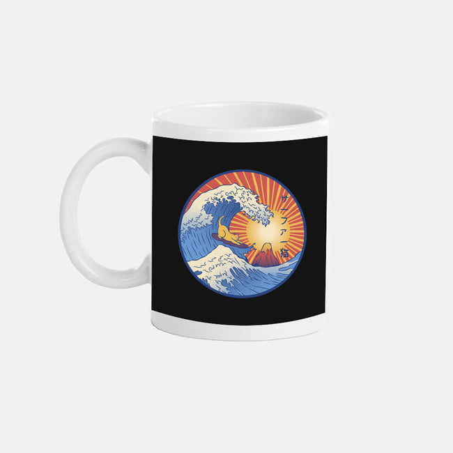 Kanagawa Wave Surfing Cat-None-Mug-Drinkware-tobefonseca